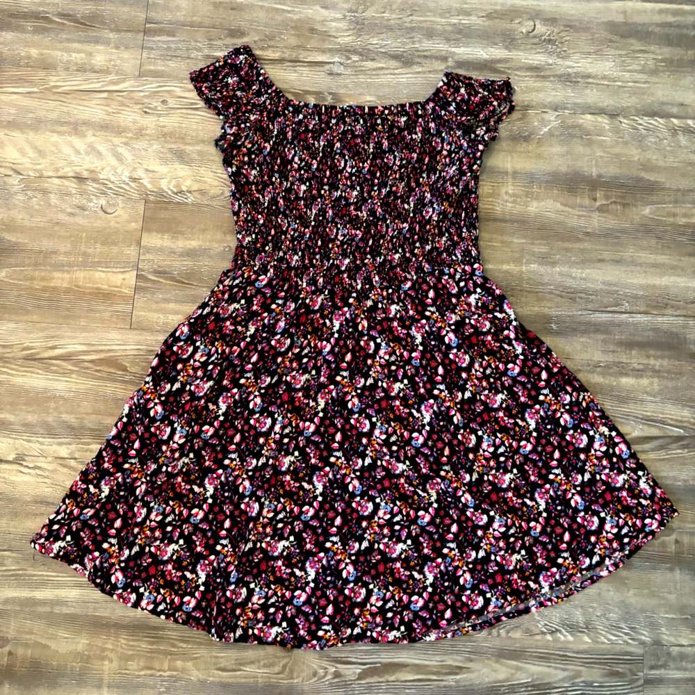 Black Floral Off-the-Shoulder Dress